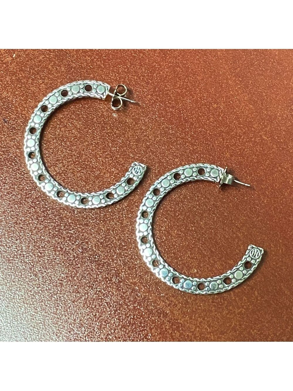 John Hardy Earrings 2” Sterling Silver Large Dot Hoop Earrings